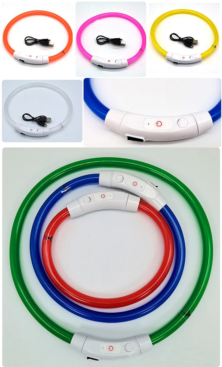 New Dog Luminous Collar Bright Dog Collar Glowing Led Light Dog Collar Light Night Safety GXQ02