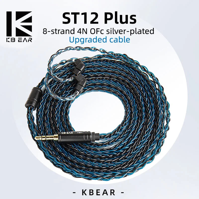 KBEAR ST12plus Earphone Cable 2m 8 Core 4N OFC Silver-plated Upgraded Cable 3.5/4.4mm MMCX/0.78mm 2Pin for CCZ KB03 KS1