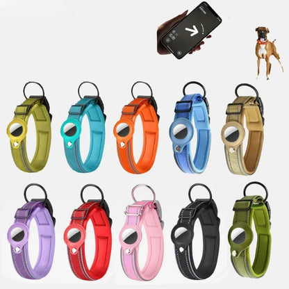 For AirTag Dog Collar Reflective Dog Collar Padded Collars AirTag Holder Case Adjustable Pet Collar for Small Medium Large Dogs