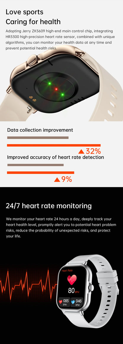 2025 2.01'' Smart Watch Bluetooth Call Play Music Smartwatch Fitness Clock Sport Waterproof Watches for Men Women iPhone Android