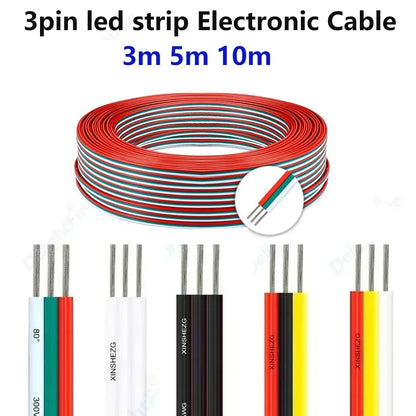 3Pin Electronic Cable Tinned Copper 18 20 22 AWG Hookup 12V Electrical Wire for WS2811 WS2812B LED Strip Lights Auto Lamp Driver