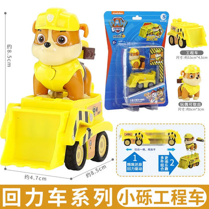 4PCS/SET Genuine Paw Patrol Vehicle Chase Skye Marshall Rubble Pull Back Cars Playset Action Figure Children Toys Birthday Gifts