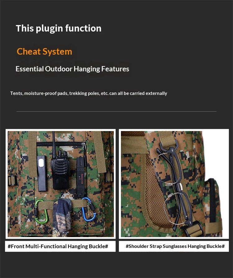 Homefish 80L/100L Large Mountaineering Backpack Outdoor Climbing Bag Tactical Rucksack Hiking Camping Travel Backpack