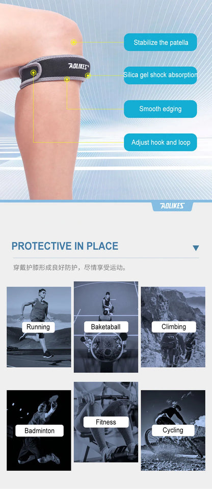 AOLIKES 1PCS Adjustable Knee Patella Cushioning Neoprene Band Knee Support Sports  Running Knee Brace Pads
