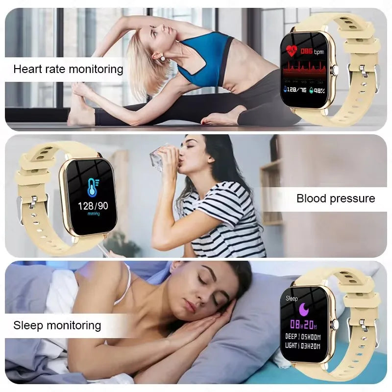 2025 New Smart Watch Bluetooth Call Music Heart Rate Blood Pressure Monitor Smartwatch for Women Men Holiday Gifts