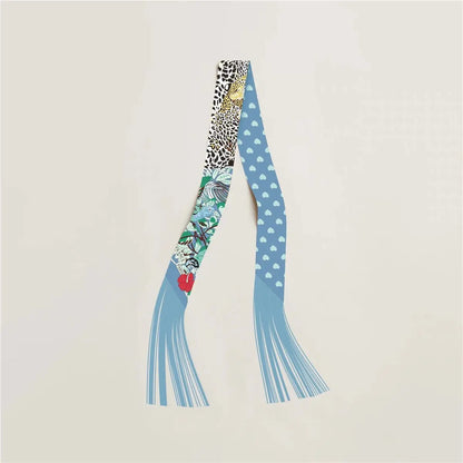 130x5cm Tassel Cashew Print Scarf Women's All-season Twill Silk Decorative Ribbon Multi-purpose Bag Hair Tie Belt Scarf