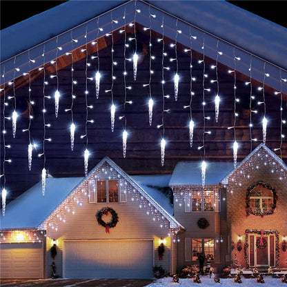 Christmas Garland LED Icicle Curtain String Lights Droop Outdoor Garden Street Wedding Decorative lighting Steady on