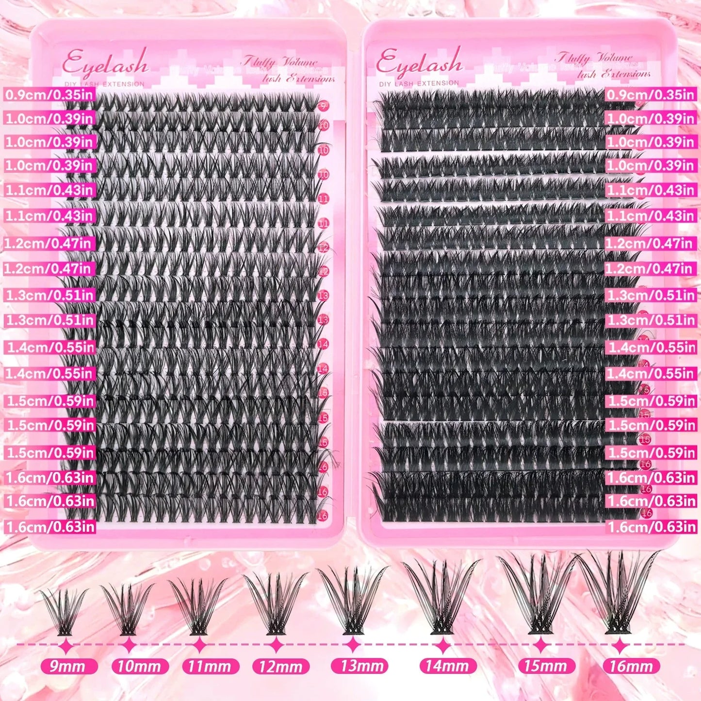 WINKLURE 720/200pcs Eyelash Extension Kit Fluffy Cluster Lash Kit with Lash Bond and Seal Lash Tweezers Thick Lash Clusters