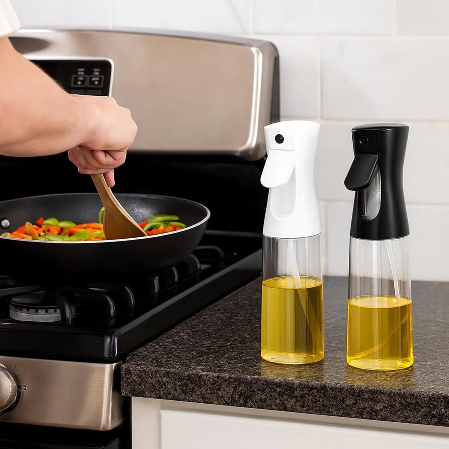 500/300/200ml Oil Sprayer for Cooking Air Fryer Oil Spray Bottle Mister for Kitchen Baking Olive Salad Refillable Oil Dispenser
