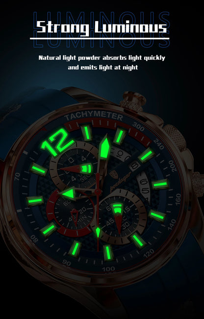 POEDAGAR Luxury Watch For Men Date Chronograph Luminous Waterproof Silicone Male Watch Fashion Sports Quartz Men's Watches Reloj