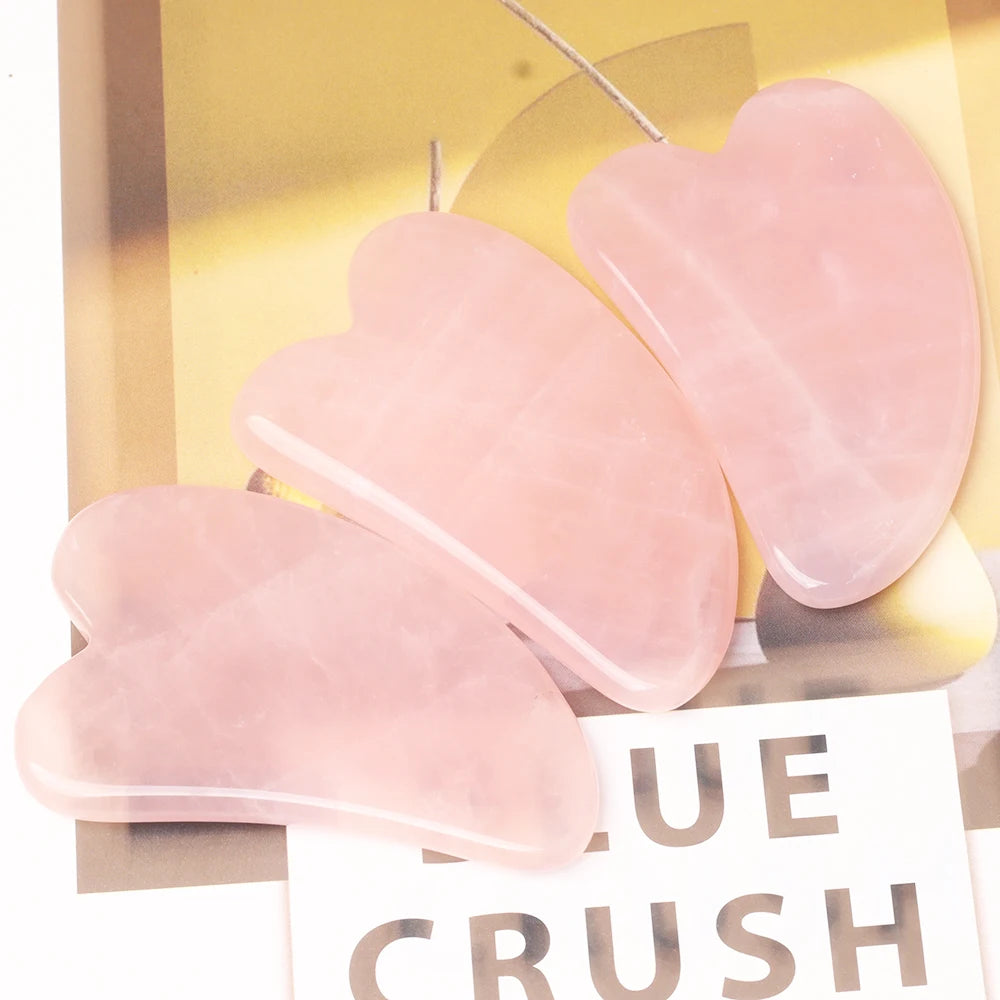 Natural Stone GuaSha Tool Jade Facial Beauty Rose Quartz Scraping Crystal Massager Firm Skin Face Gua Sha SPA