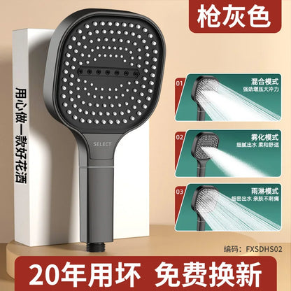 New 13CM Large Panel 3 Modes Adjustable Home Shower Head High Pressure Massage ShowerHead Filter Element Bathroom Accessories