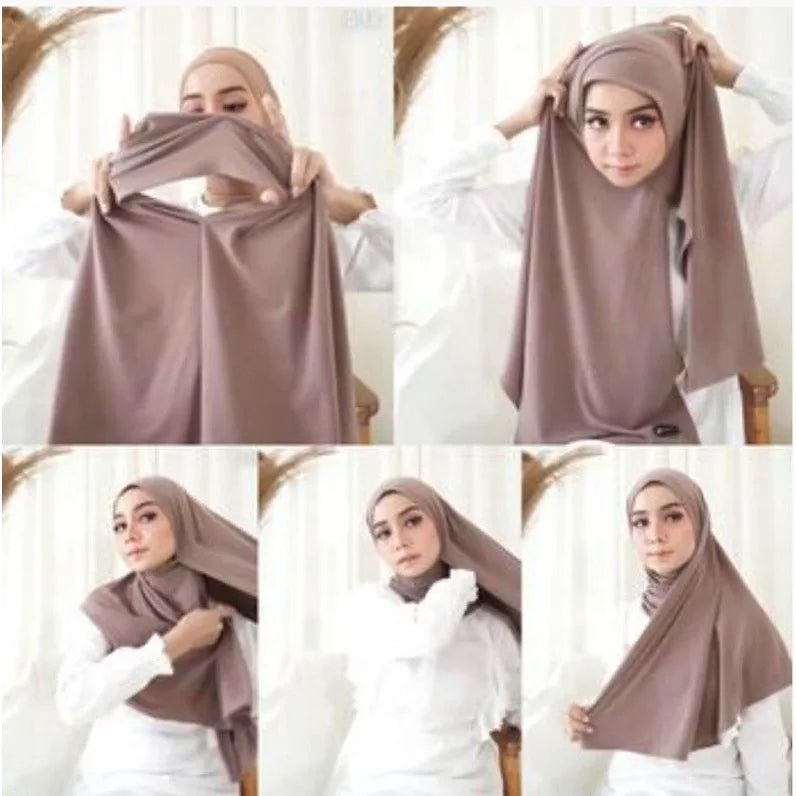 Premium Jersey Instant Hijab Good Stitch Stretchy Jersey Scarf Malaysia Wraps Plain Muslim Turban Headband Shawls Supplier