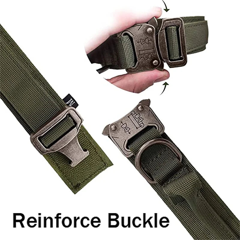 Durable Tactical Dog Collar and Leash Adjustable Military Pet Collar Leash Medium Large Dog German Shepherd Training Accessories