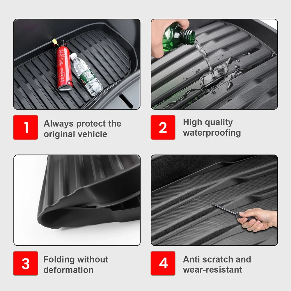 For Tesla Model Y Juniper 2025 Front Rear Trunk Mat TPE Lower Storage Box Pads Protective Cover Cargo Liner Trunk Tray Floor Mat