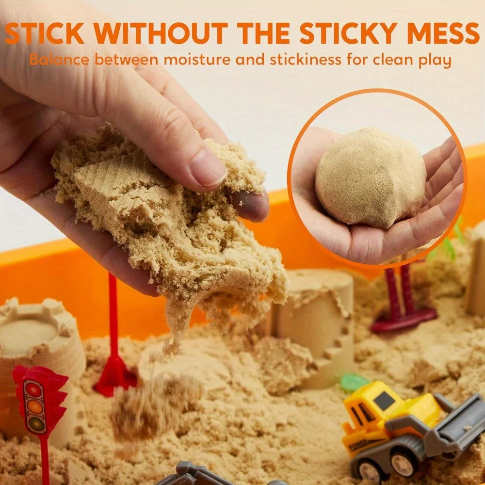 JOYFY Kids Glow in The Dark Construction Sensory Bin Stones Sandbox with Lid Castle Building kit for Kids Birthday Gifts
