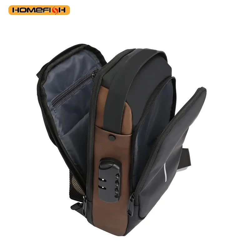 Homefish New Men's Anti Theft Chest Pack with USB Charging for Short Distance School Gym