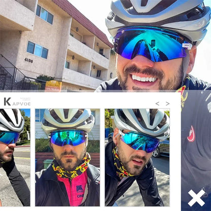 2025 Kapvoe Sport Sunglasses Road Bike Mountain Bicycle Cycl Glasses Riding Goggle Sports Eyewear for Man Women Cycling Glasses