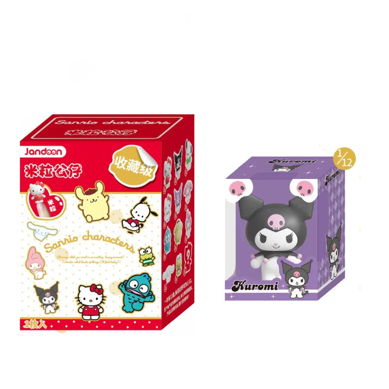 JANDOOM Sanrio Kuromi Hello Kitty Pochacco Cinnamoroll Melody Anime Figure Rice Grain Doll Peripheral Model Blind Box Toys Gifts