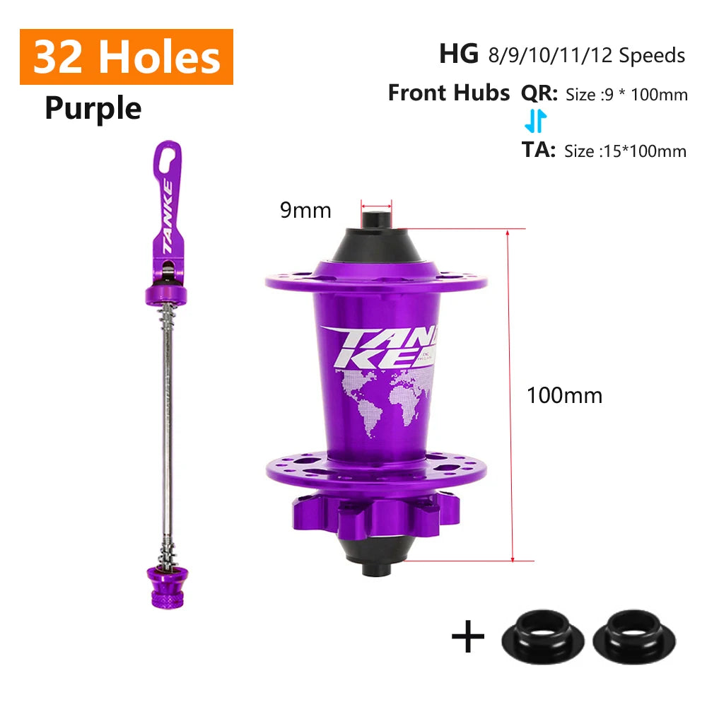 TANKE 120 Click Hub 6 Bearing MTB Mountain Bike Hub Front Rear 28 32 36 Holes QR Thru-axle Exchange Disc Brake Bicycle Hubs HG