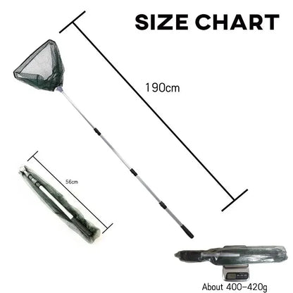 Retractable Landing Fishing Net 190cm Aluminum Alloy Telescopic Fishing Net Foldable Sea Mesh Brail For Carp Fly Fishing