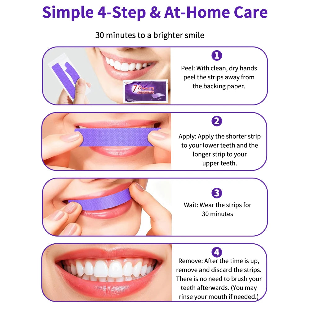 Purple Teeth Whitening Strip No Sensitive Teeth Bleaching Strip Colour Corrector Instant Teeth Clean Strip,At-Home Teeth Whiter