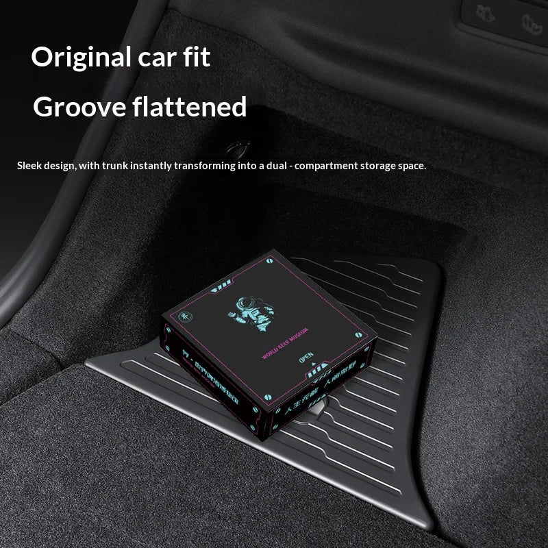For Tesla Model Y Juniper Trunk Organizer Side Storage Box Boot Organizer Flocked TPE Mat Anti-dirty 2025 Car Travel Accessories