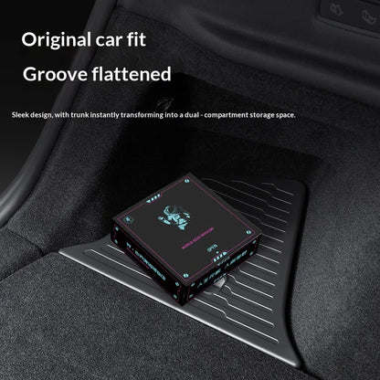 For Tesla Model Y Juniper Trunk Organizer Side Storage Box Boot Organizer Flocked TPE Mat Anti-dirty 2025 Car Travel Accessories