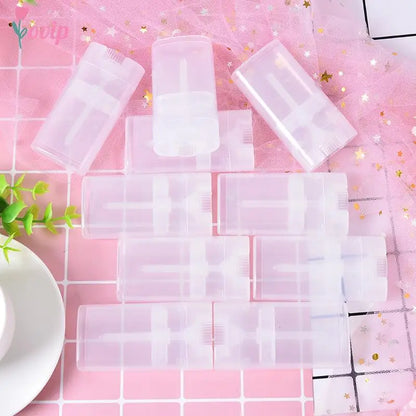 10pcs/lot About 15g Portable Deodorant Containers Clear White Lipstick  Lip Tube Plastic Empty Diy Oval Lip Balm Tubes