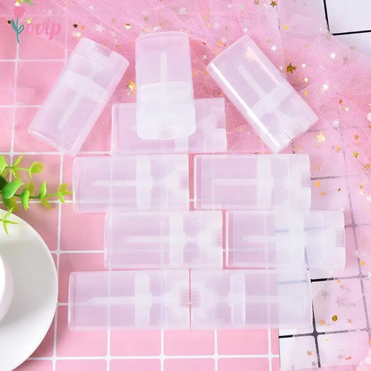 10pcs/lot About 15g Portable Deodorant Containers Clear White Lipstick  Lip Tube Plastic Empty Diy Oval Lip Balm Tubes
