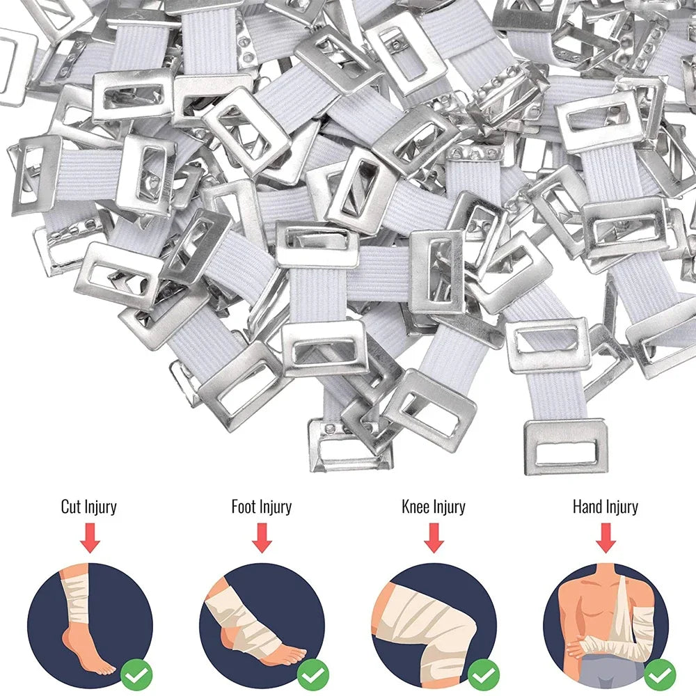 10/20/30Pcs Replacement Elastic Bandage Wrap Stretch Metal Clips Fixation Clamps Hooks First Aid Kit for Sport White/Coffee