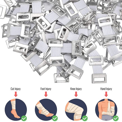 10/20/30Pcs Replacement Elastic Bandage Wrap Stretch Metal Clips Fixation Clamps Hooks First Aid Kit for Sport White/Coffee