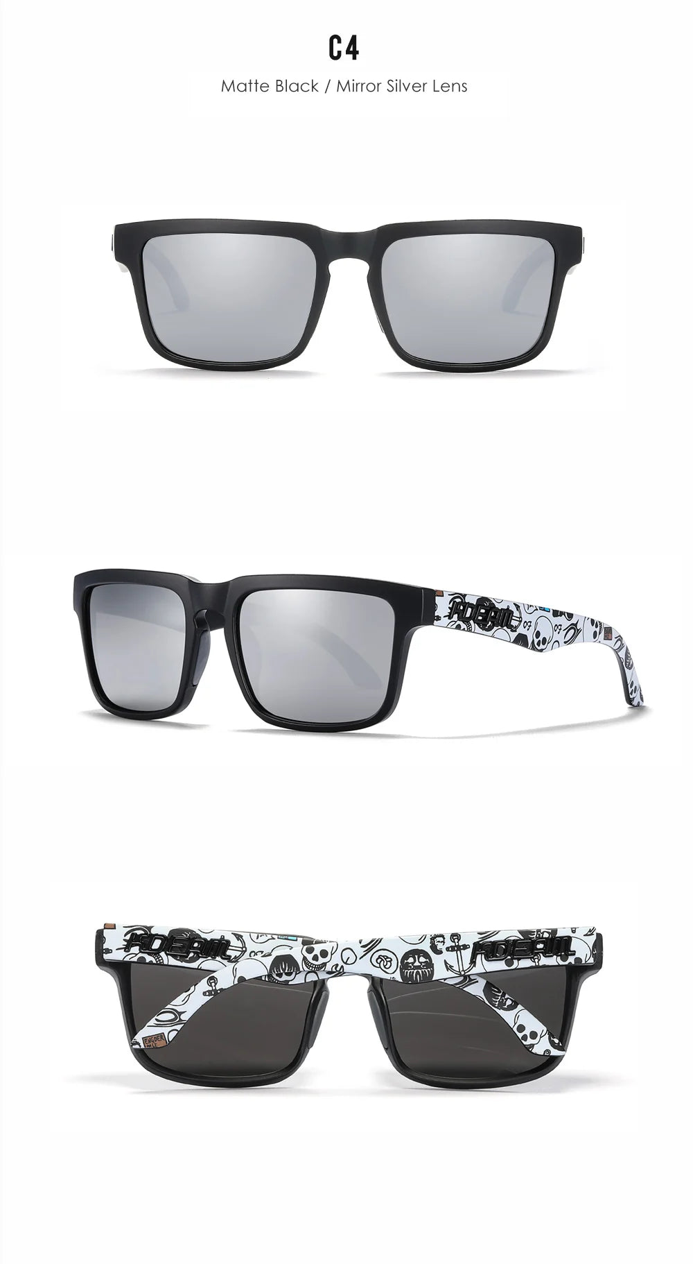 KDEAM Men's Polarized Sunglasses Square Casual Outdoors Sun Glasses Women Unisex Sunglass For Couple With Zipper Case