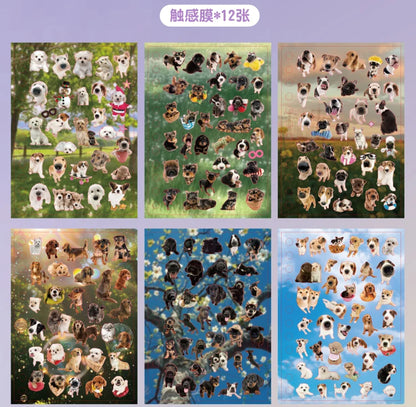 Cute Pets Theme Sticker Book 30 Sheets/Bag with Ring Binding for Scrapbooking DIY Collage Material Background Decoration