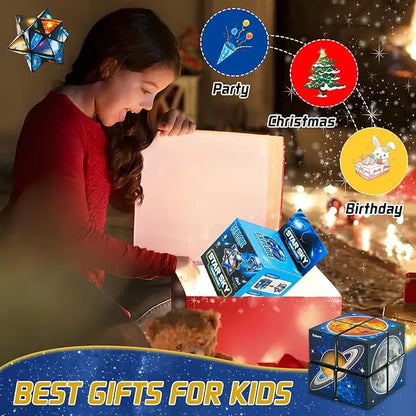 2 in 1 Star Sky Cube Magic Cube EDC Toy Infinity Cube Fidget Toy Puzzle Twist Toy Creative Decompression Plaything Birthday Gift