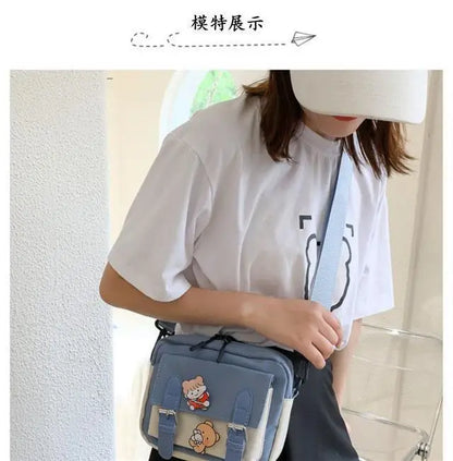 Korean Style Canvas Shoulder Bag For Women New Fashion Female Crossbody