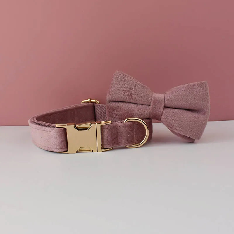 Velvet Collar Free Engrave Dog Collar Leash For Medium Big Pet Necklace Dog Accessories Dog Collars