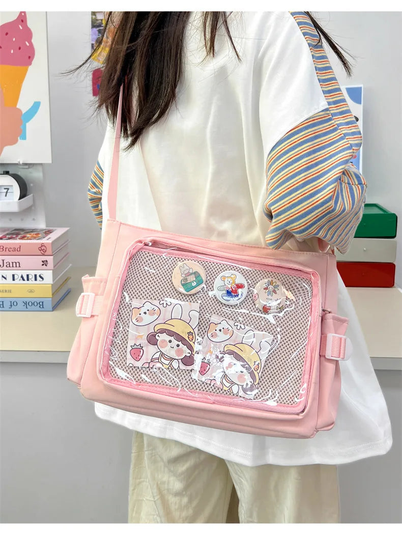College Style Crossbody Bag with Large Capacity for Class Book Carrying Mailman Bag for Girls Casual Shoulder Crossbody Bag