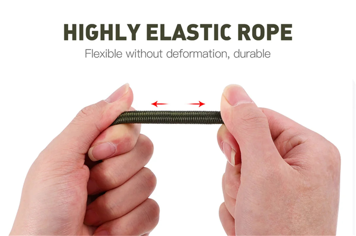 Heavy Duty Bungee Cord Elastic Tie Strap String Carabiner Hooks Kayak Cycling Luggage Packing Ropes Camping  Accessories