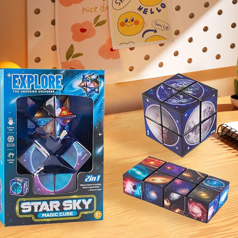 Multifunctional 1-in-1 2-in-1 3D Starry Sky Magic Cube Puzzle Toy Stress Relief Educational Toy for Boys Girls