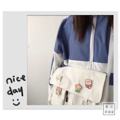Japanese Harajuku Cute Retro Girl Messenger Shoulder Bag Canvas Student School Female