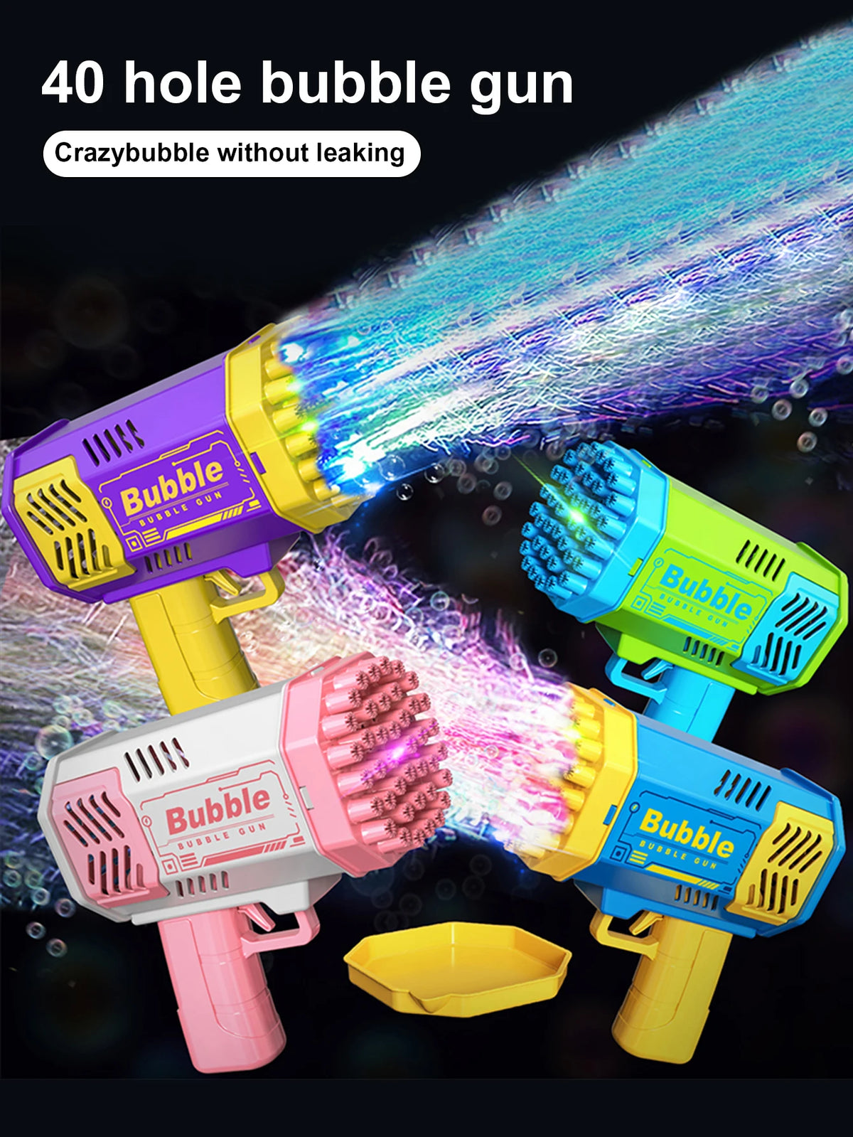 40 hole handheld massive foaming space light bubble machine electric children's toys without battery without bubble water