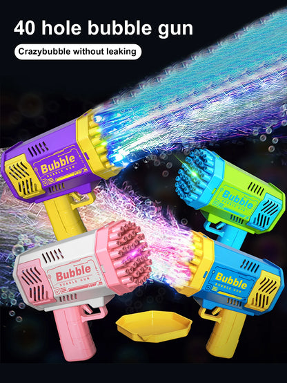 40 hole handheld massive foaming space light bubble machine electric children's toys without battery without bubble water
