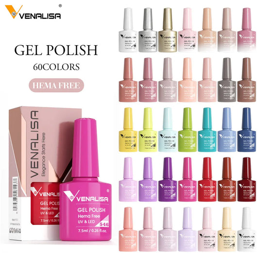 Venalisa HEMA TPO FREE Nail Gel Polish Glitter Gorgeous Full Coverage Soak Off UV LED French Nail Jelly Pink Nude Collection