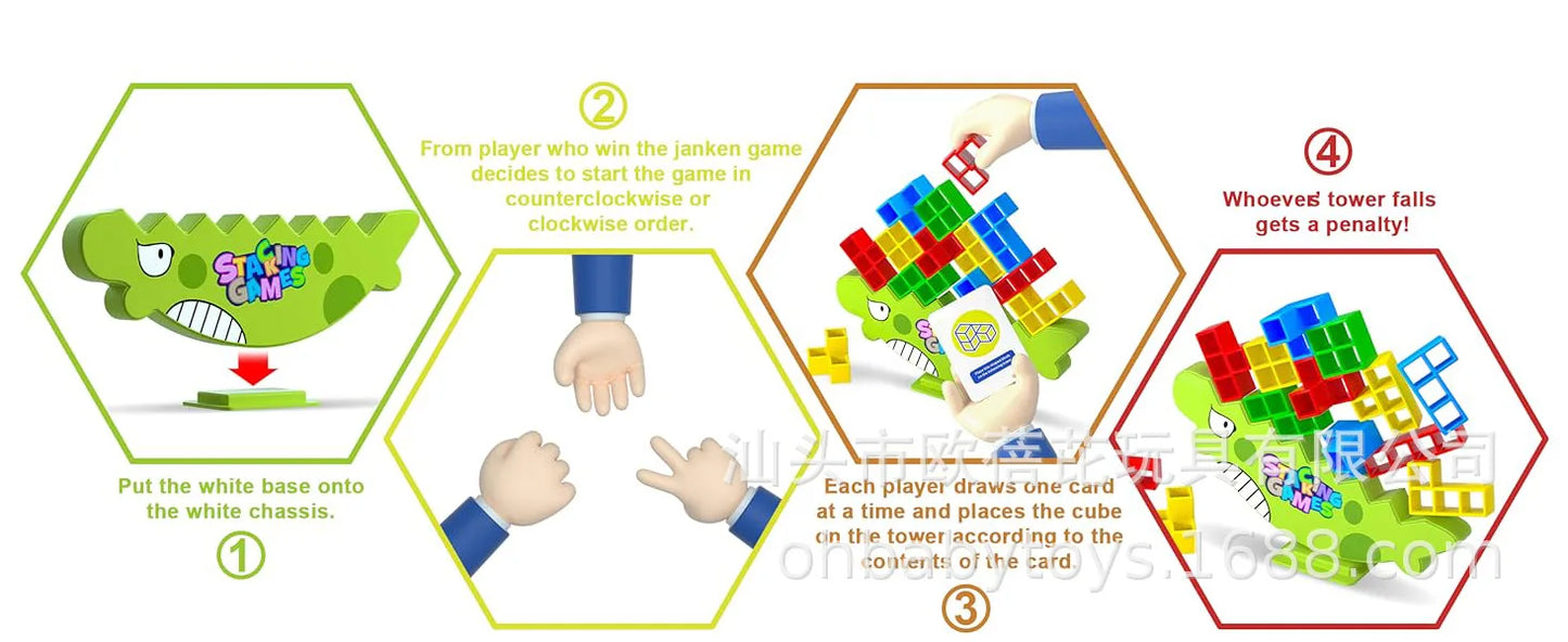 Stacking Game Dinosaur building blocks party game toy Stacked High Tetris Block Desktop Balance Block Stacked Puzzle Board Game