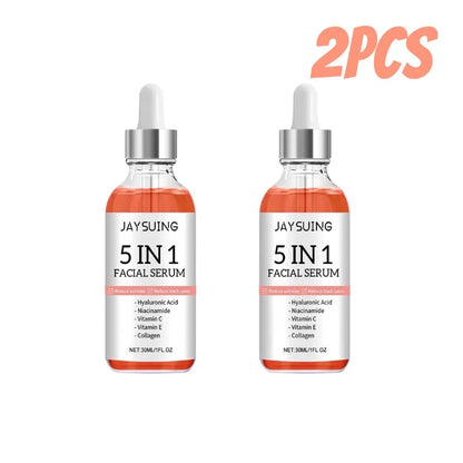 5 In 1 Fade Fine Lines Firming Face Serum Moisturizing Brightening Vitamin C Hyaluronic Acid Facial Serum Shrink Pores Skin Care
