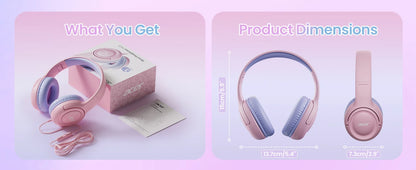 Acer HK03 Kids Wired Headphones for School 85/94dB Volume Limiter 3.5mm Jack Foldable Stereo Sound Headset for Girls Boy Gifts