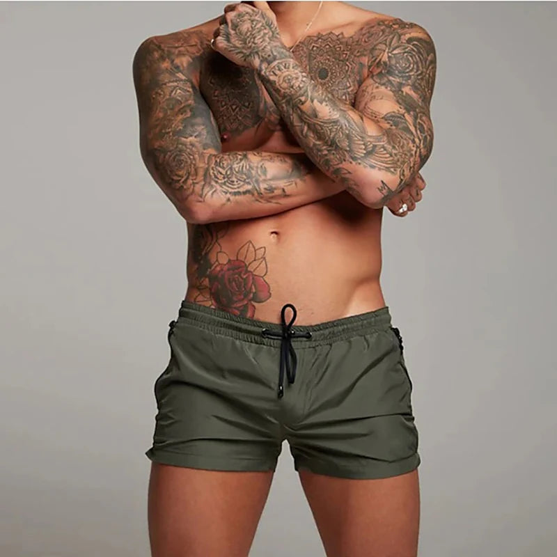 Mens Swim Trunks with Zipper Pockets Mesh Liner Summer Beach Board Shorts Quick Dry Swimming Bathing Suit Swimsuit Swimwear