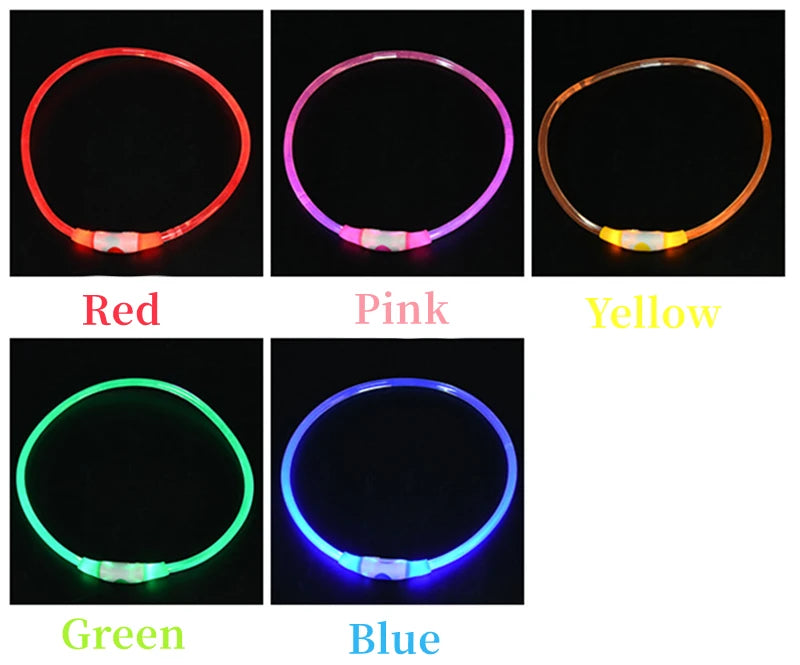 USB Charging Necklace Led Luminous Dog Collar Light , Flashing DIY Glowing Safety Anti Lost Cat Dogs Collar Accessories Supplies