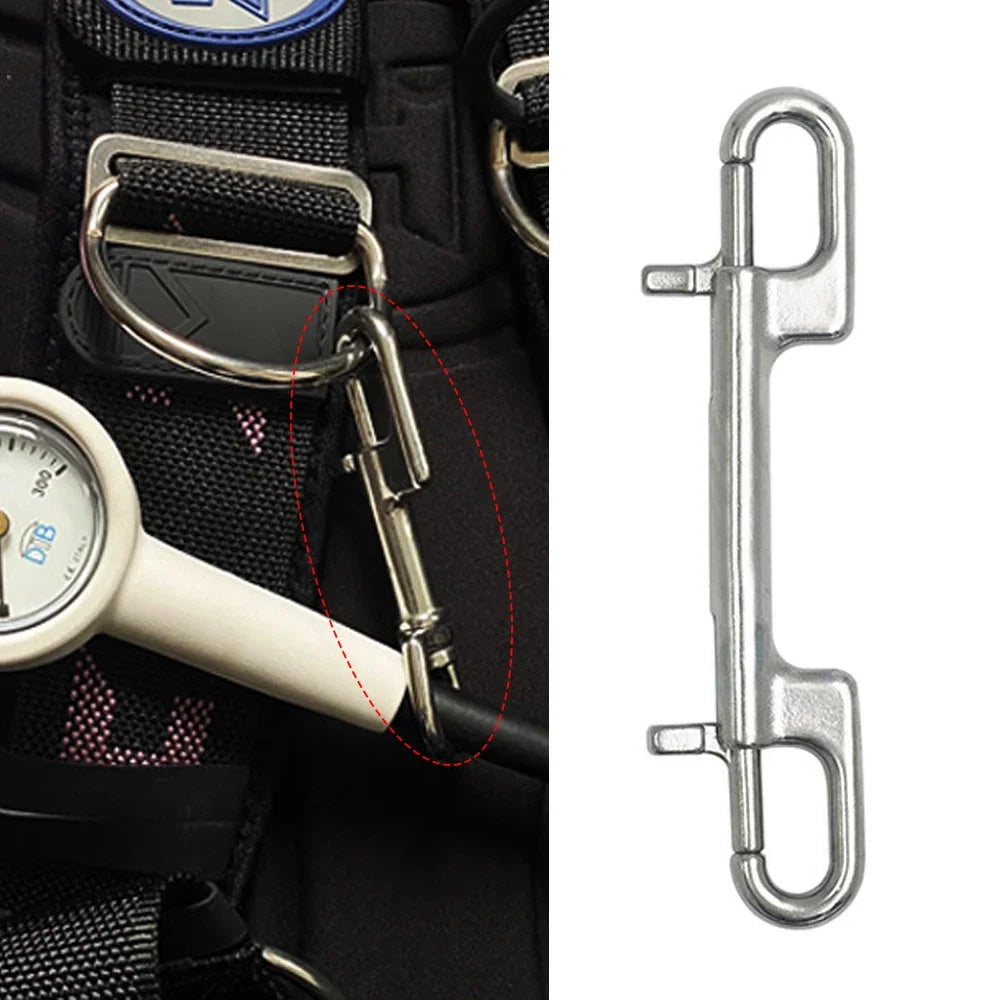 1PC 316 Stainless Steel Swivel Eye Bolt Spring Snap Hook Double Head Hook Marine Diving D Ring Snap Hooks With Swivel